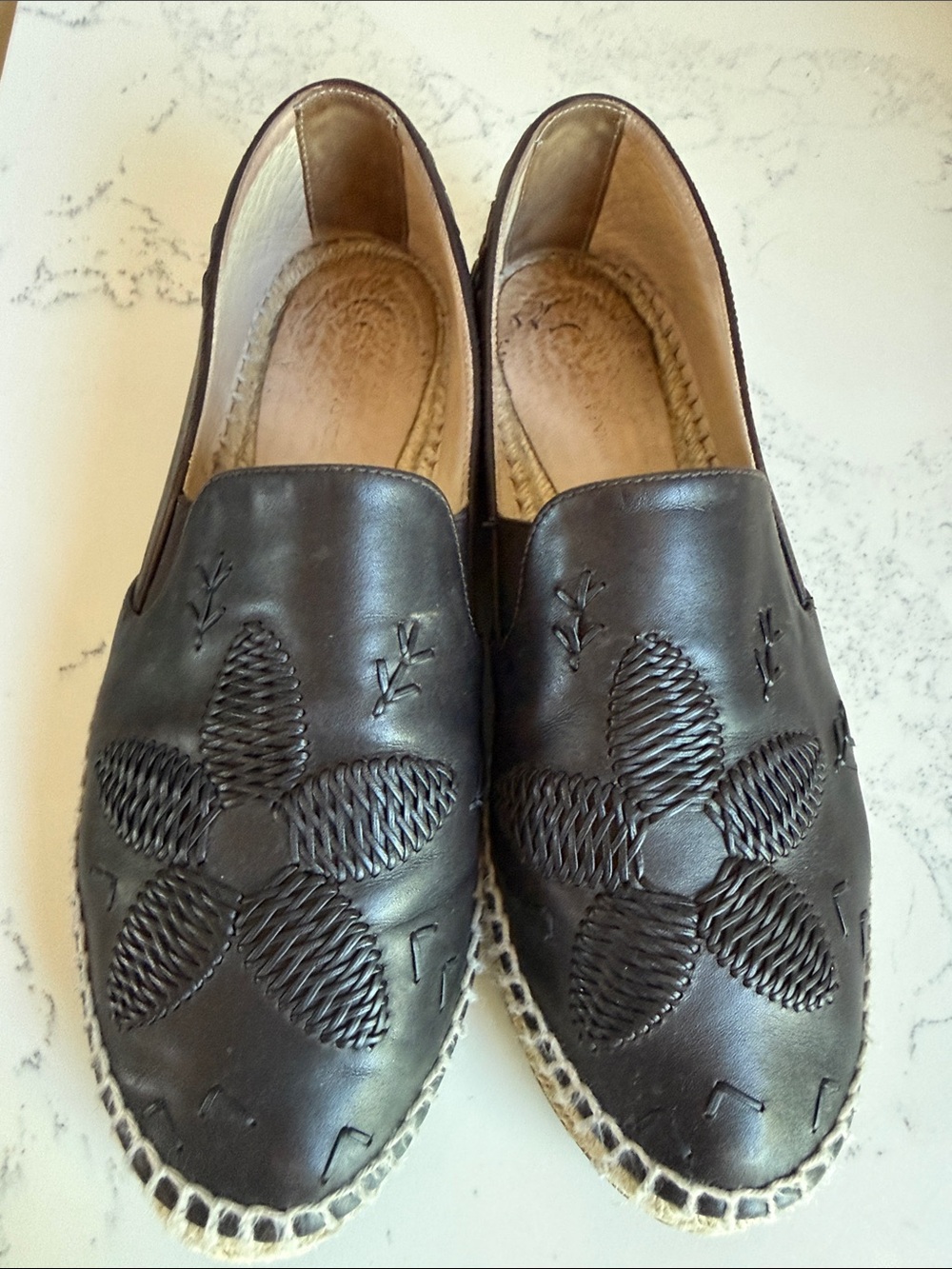 Bottega Veneta Brown Leather Woven Floral Intrecciato Espadrilles | Size 38